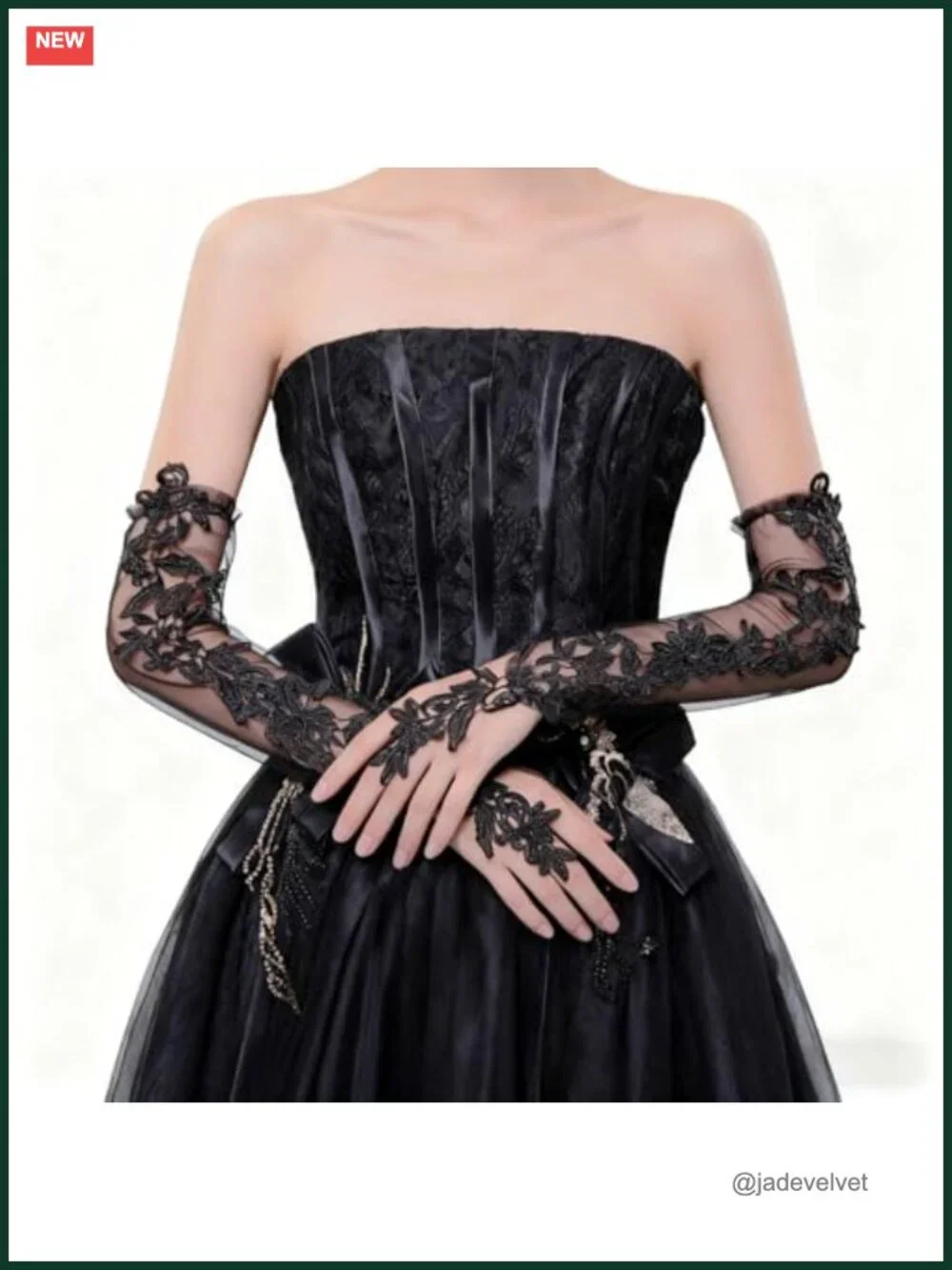 Women's Long Lace Fingerless Gloves Elbow Length Sheer Mesh Tulle Bridal